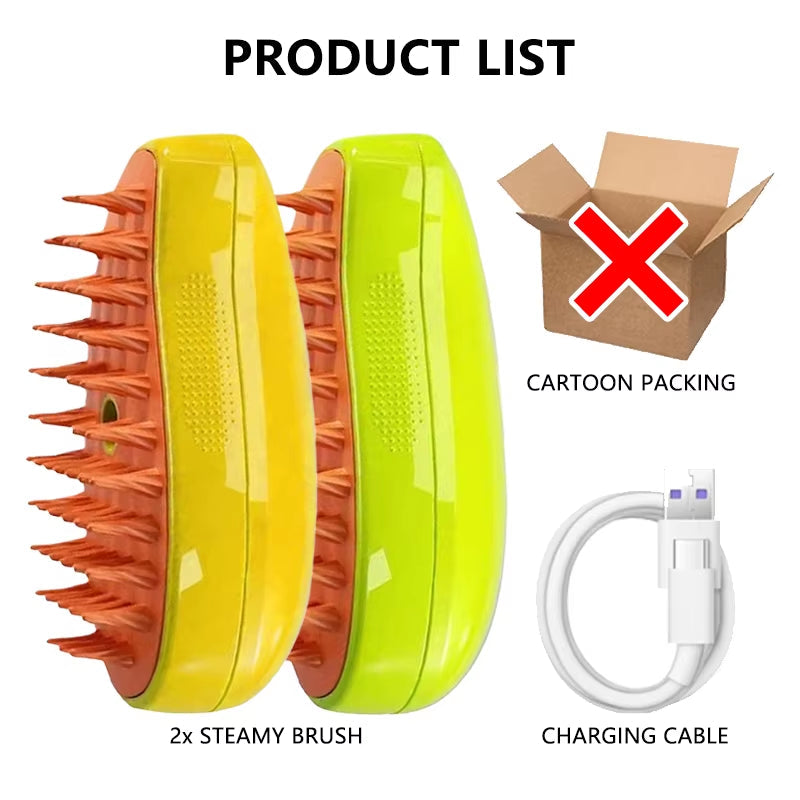 Steam Brush for Cat Dog Comb Electric Spray Removes Hair Cat Brush Soft Silicone Massage Grooming Comb Pet Accessories Supplies