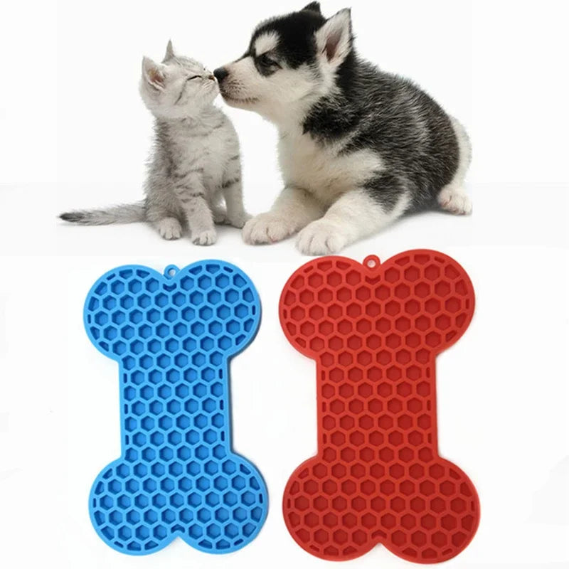 Bone-Shaped Silicone Dog Lick Pad Relieve Boredom & Anxiety with Delicious Treats Slow Eating Lickmat Feeding Dog Lick Mat
