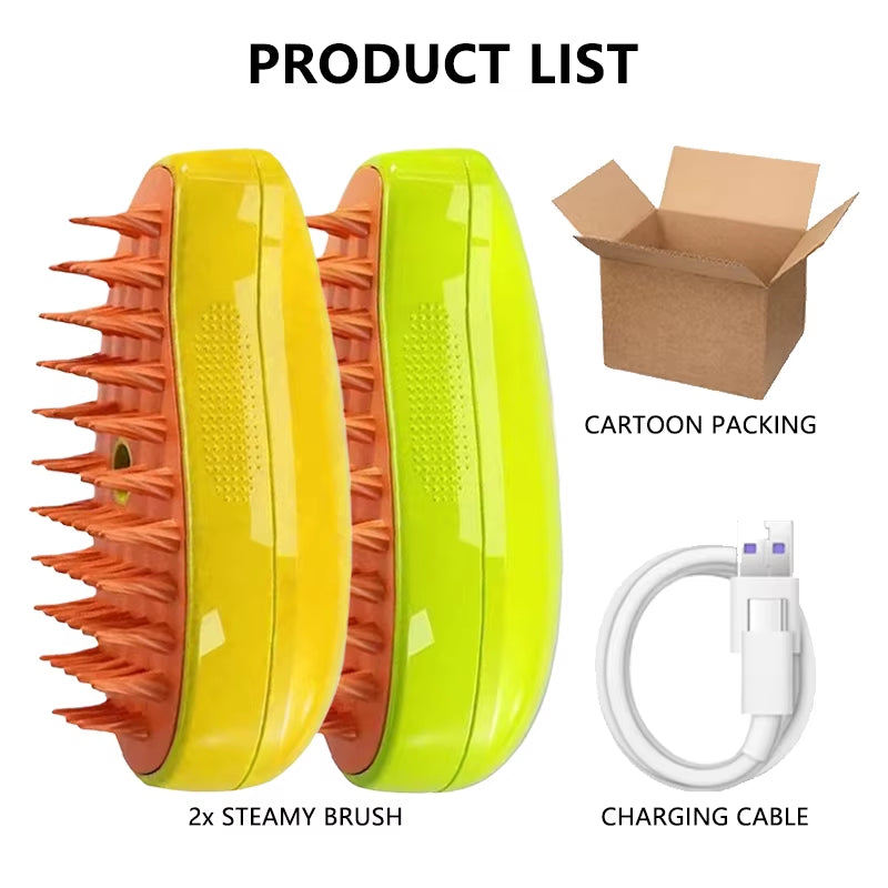 Steam Brush for Cat Dog Comb Electric Spray Removes Hair Cat Brush Soft Silicone Massage Grooming Comb Pet Accessories Supplies