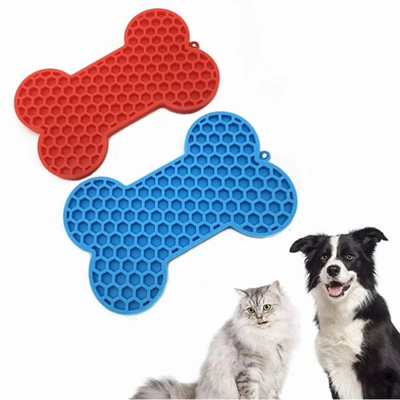 Bone-Shaped Silicone Dog Lick Pad Relieve Boredom & Anxiety with Delicious Treats Slow Eating Lickmat Feeding Dog Lick Mat