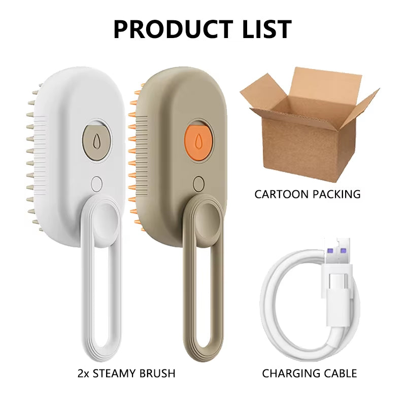 Steam Brush for Cat Dog Comb Electric Spray Removes Hair Cat Brush Soft Silicone Massage Grooming Comb Pet Accessories Supplies