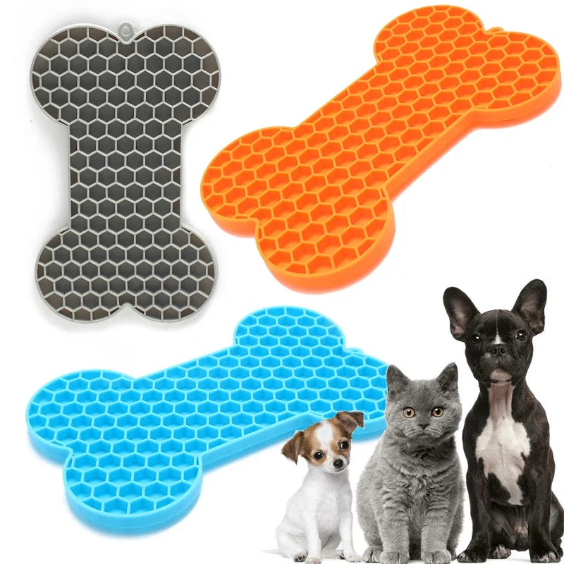 Bone-Shaped Silicone Dog Lick Pad Relieve Boredom & Anxiety with Delicious Treats Slow Eating Lickmat Feeding Dog Lick Mat