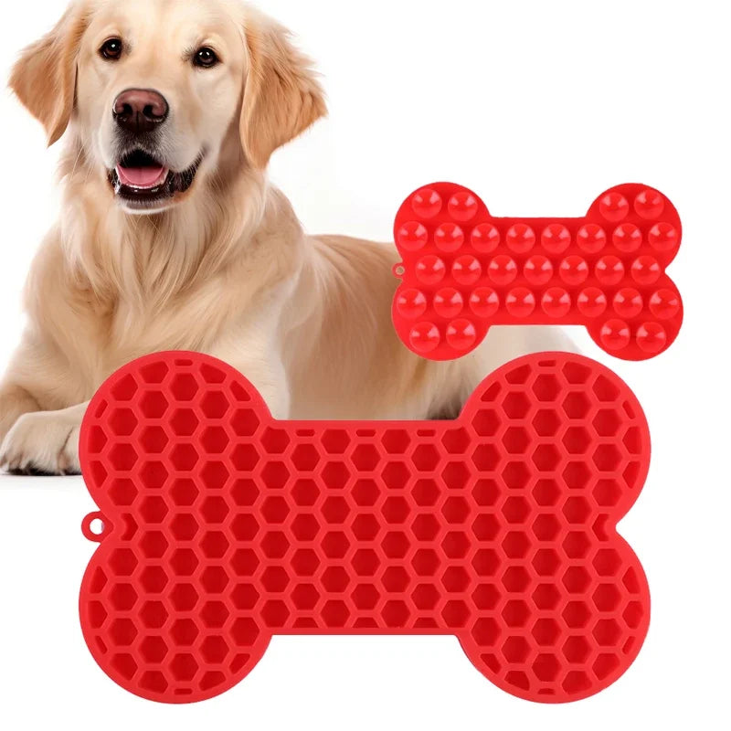 Bone-Shaped Silicone Dog Lick Pad Relieve Boredom & Anxiety with Delicious Treats Slow Eating Lickmat Feeding Dog Lick Mat