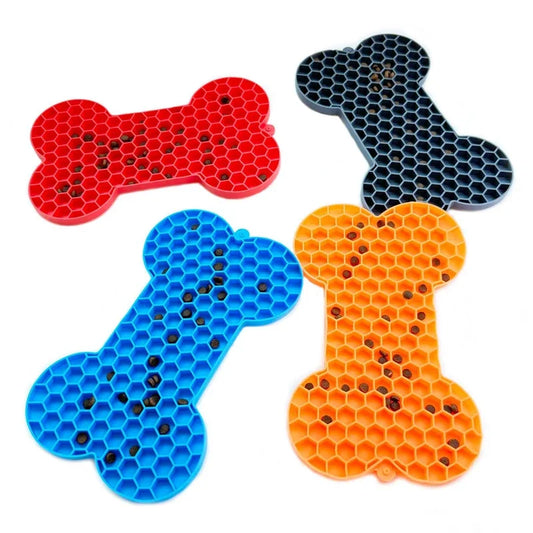 Bone-Shaped Silicone Dog Lick Pad Relieve Boredom & Anxiety with Delicious Treats Slow Eating Lickmat Feeding Dog Lick Mat