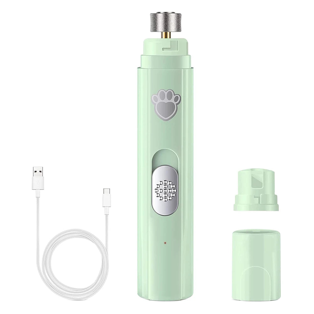 Electric Dog Nail Grinder with Polisher Wheel LED Light Pet Nail Clipper USB Rechargeable 2-Speed Pet Nail Trimmers for Cat Dog