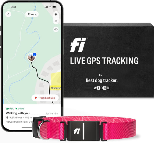 Series 3 Smart Dog Collar - GPS Dog Tracker and Activity & Health Monitor, Waterproof, LED Light, Escape Alerts, Nationwide Coverage [Free 1 Year Membership] (Pink, Small)